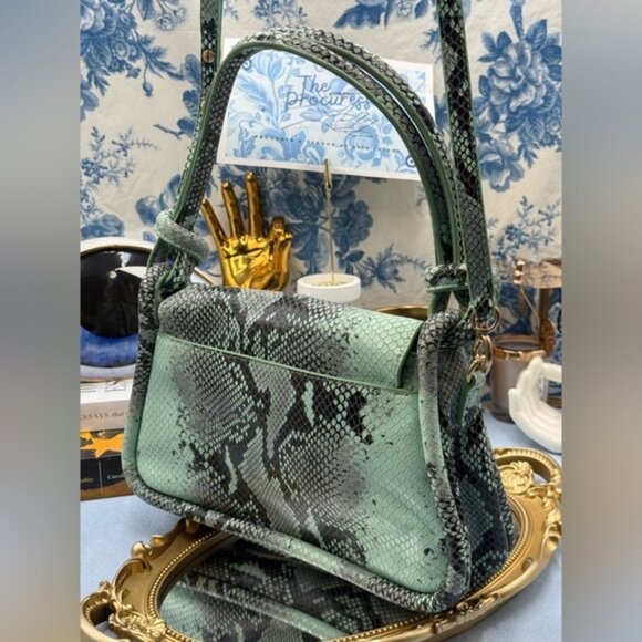 🆕 CULT GAIA 🧿 X BRATZ NWOT Green Snakeskin Flap Purse, Knotted Handle *SAMPLE* - Picture 5 of 15